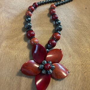 Unique one of a kind large flower pendant necklace